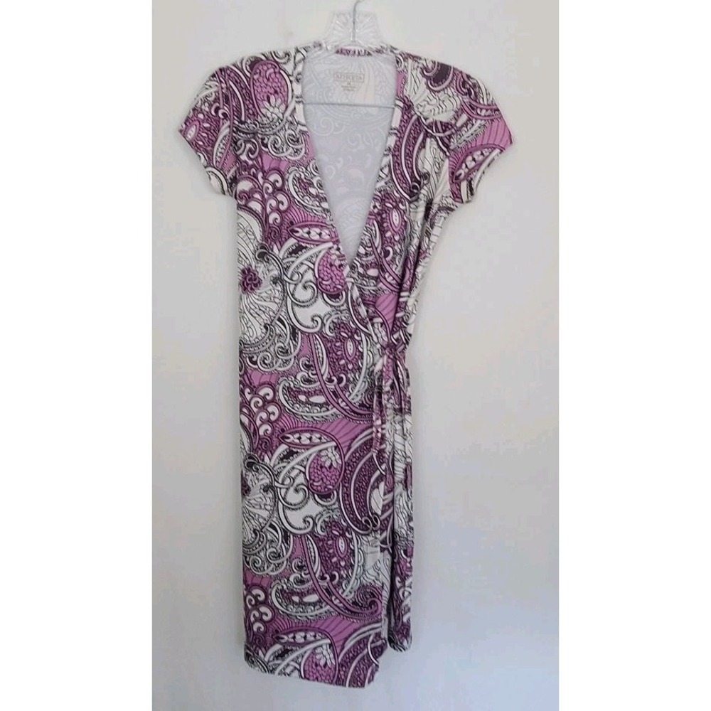 Athleta Purple & White Floral Paisley Wrap Dress, Sz XS Athleisure Swim Coverup